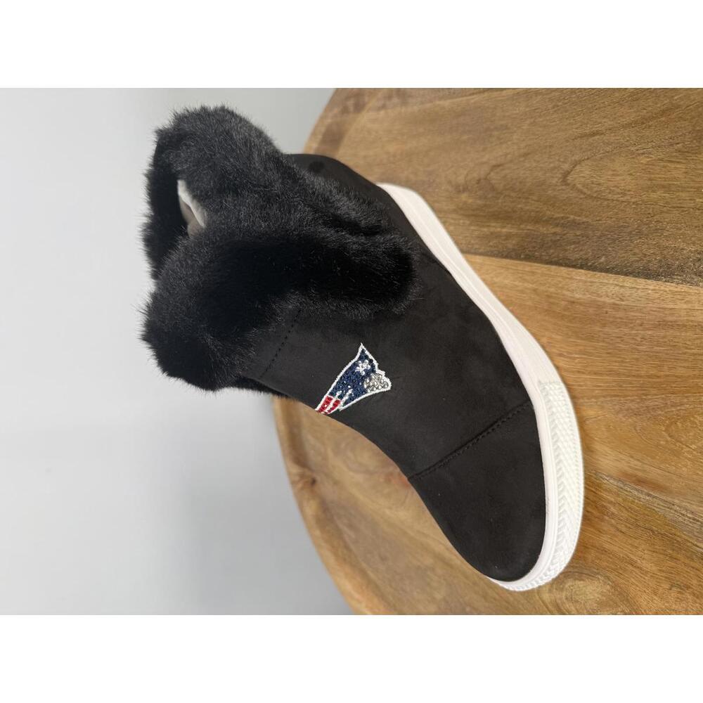 New England Patriots Faux Fur Wedge Sneaker Boot Black US 8 / EU 39 NWB - Picture 5 of 9